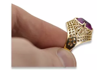 Ring Vintage Stil Amethyst 14 Karat Gelbgold vrc030y